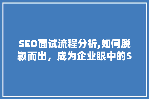 SEO面试流程分析,如何脱颖而出，成为企业眼中的SEO高手