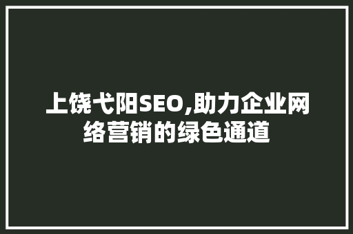上饶弋阳SEO,助力企业网络营销的绿色通道