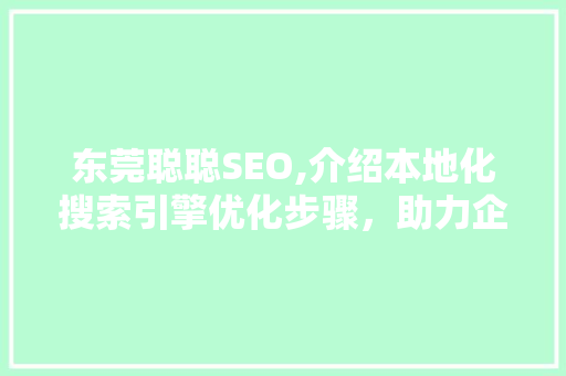 东莞聪聪SEO,介绍本地化搜索引擎优化步骤，助力企业腾飞