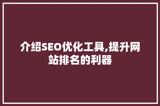 介绍SEO优化工具,提升网站排名的利器