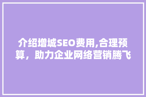 介绍增城SEO费用,合理预算，助力企业网络营销腾飞