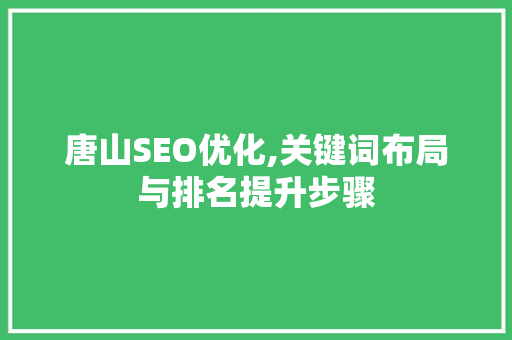 唐山SEO优化,关键词布局与排名提升步骤
