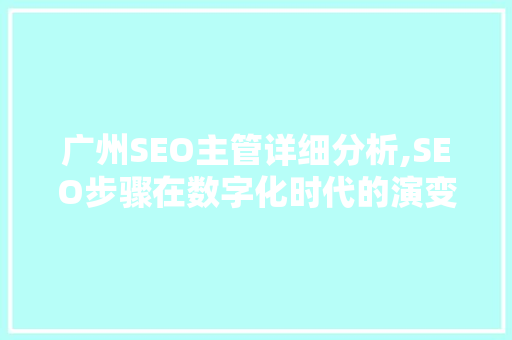 广州SEO主管详细分析,SEO步骤在数字化时代的演变与优化