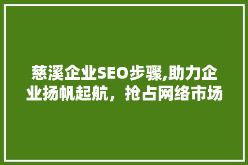 慈溪企业SEO步骤,助力企业扬帆起航，抢占网络市场先机