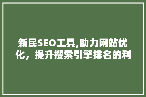 新民SEO工具,助力网站优化，提升搜索引擎排名的利器