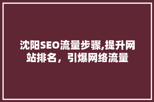 沈阳SEO流量步骤,提升网站排名，引爆网络流量