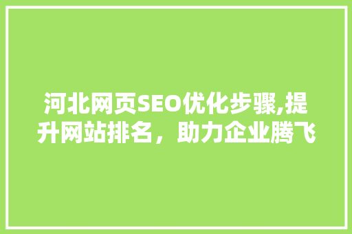 河北网页SEO优化步骤,提升网站排名，助力企业腾飞