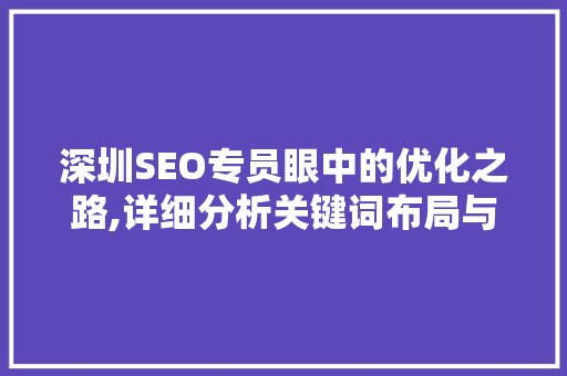 深圳SEO专员眼中的优化之路,详细分析关键词布局与SEO步骤
