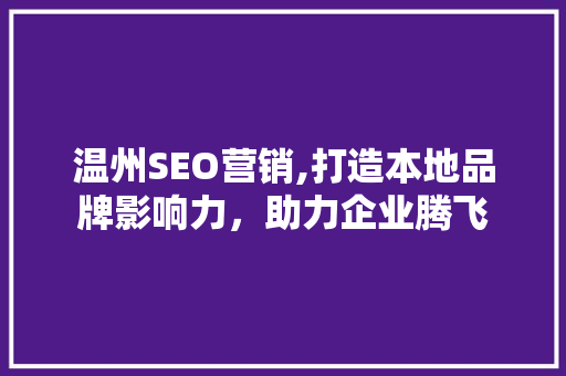 温州SEO营销,打造本地品牌影响力，助力企业腾飞