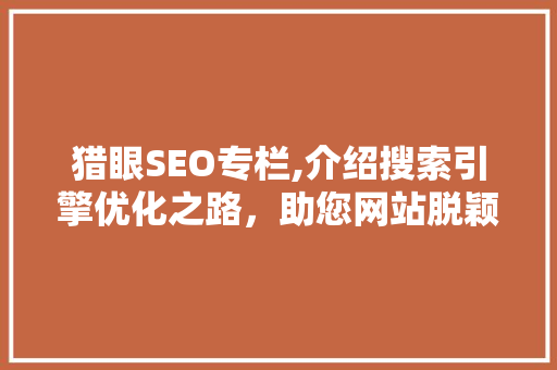 猎眼SEO专栏,介绍搜索引擎优化之路，助您网站脱颖而出