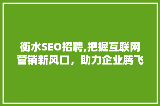衡水SEO招聘,把握互联网营销新风口，助力企业腾飞