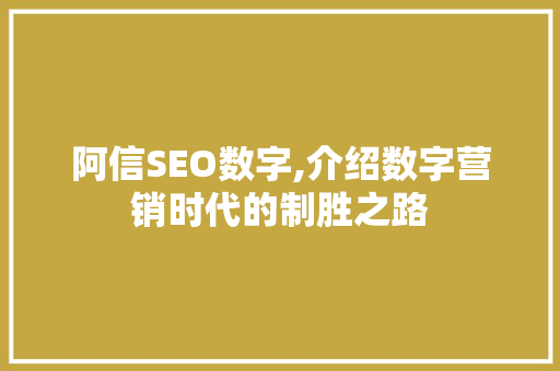 阿信SEO数字,介绍数字营销时代的制胜之路