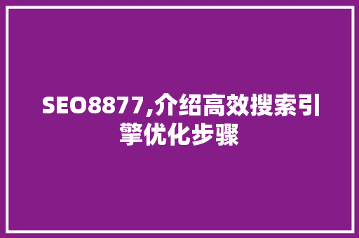 SEO8877,介绍高效搜索引擎优化步骤