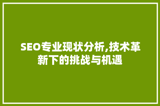 SEO专业现状分析,技术革新下的挑战与机遇