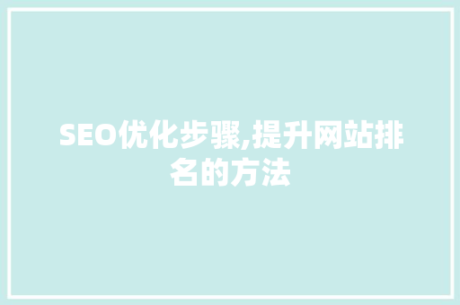 SEO优化步骤,提升网站排名的方法