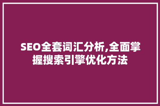 SEO全套词汇分析,全面掌握搜索引擎优化方法