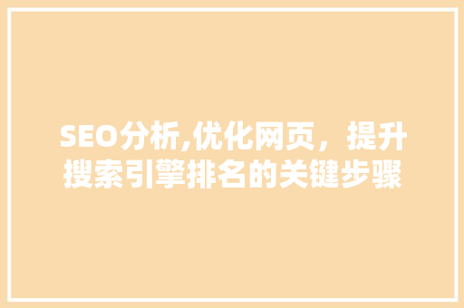 SEO分析,优化网页，提升搜索引擎排名的关键步骤
