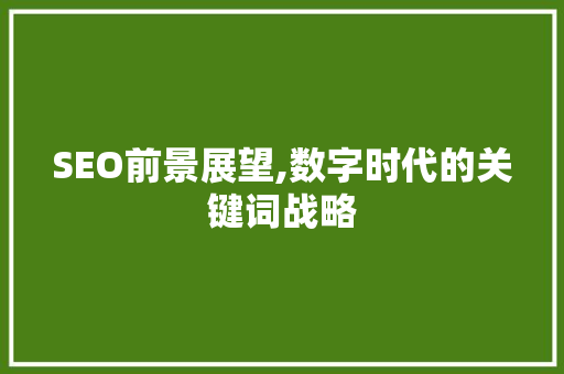 SEO前景展望,数字时代的关键词战略