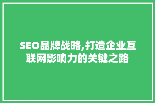 SEO品牌战略,打造企业互联网影响力的关键之路