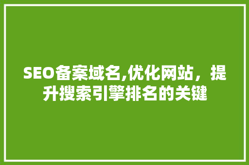 SEO备案域名,优化网站，提升搜索引擎排名的关键