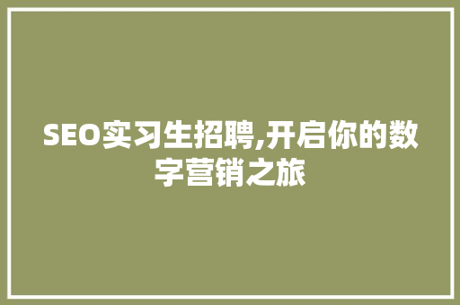 SEO实习生招聘,开启你的数字营销之旅