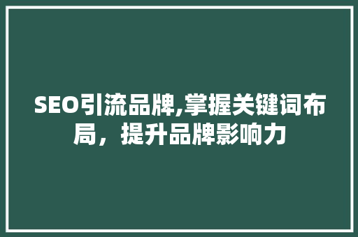 SEO引流品牌,掌握关键词布局，提升品牌影响力
