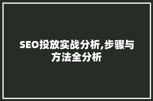 SEO投放实战分析,步骤与方法全分析