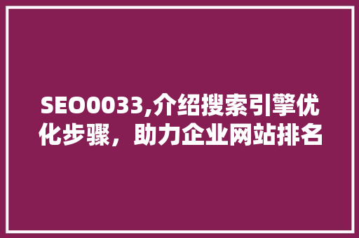 SEO0033,介绍搜索引擎优化步骤，助力企业网站排名提升