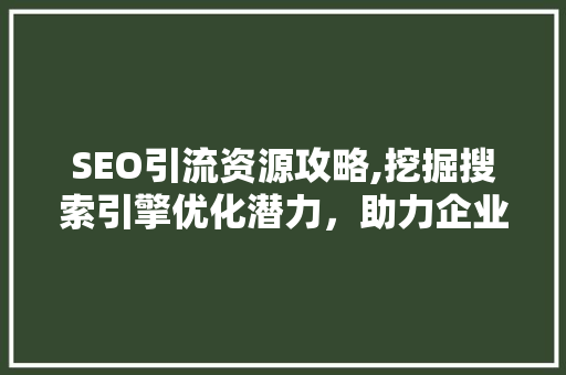 SEO引流资源攻略,挖掘搜索引擎优化潜力，助力企业腾飞