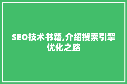 SEO技术书籍,介绍搜索引擎优化之路