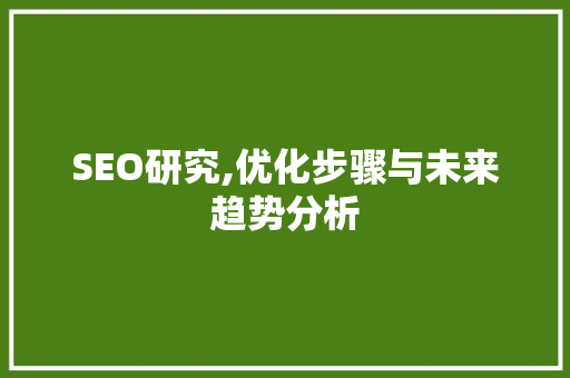 SEO研究,优化步骤与未来趋势分析