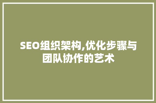 SEO组织架构,优化步骤与团队协作的艺术