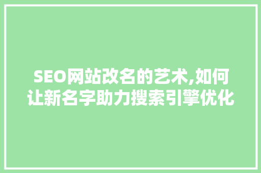 SEO网站改名的艺术,如何让新名字助力搜索引擎优化