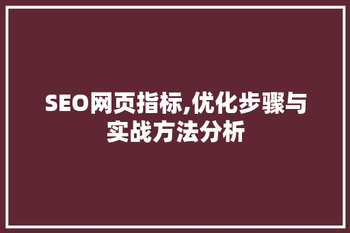 SEO网页指标,优化步骤与实战方法分析