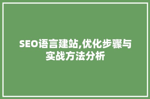 SEO语言建站,优化步骤与实战方法分析
