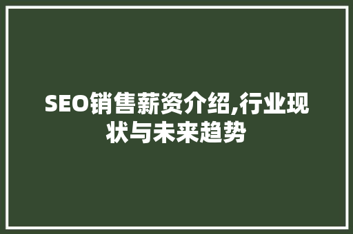 SEO销售薪资介绍,行业现状与未来趋势