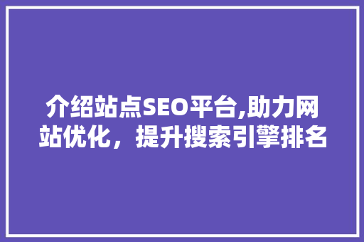 介绍站点SEO平台,助力网站优化，提升搜索引擎排名