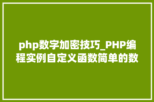 php数字加密技巧_PHP编程实例自定义函数简单的数字加密解密算法实例