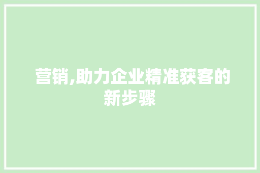  营销,助力企业精准获客的新步骤