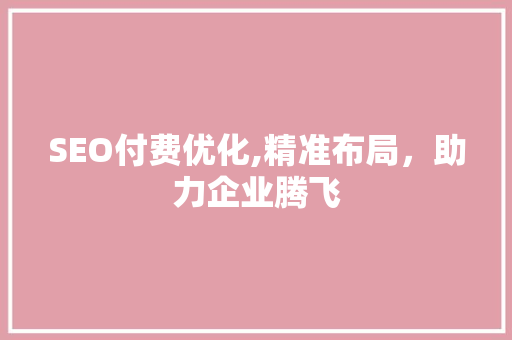 SEO付费优化,精准布局，助力企业腾飞
