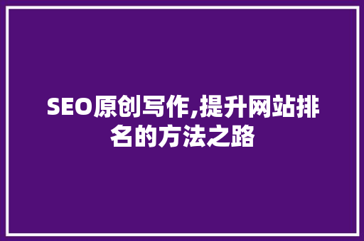 SEO原创写作,提升网站排名的方法之路