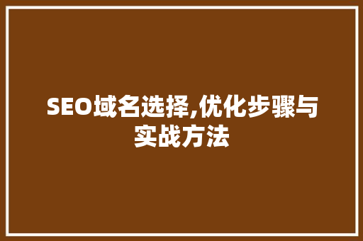 SEO域名选择,优化步骤与实战方法