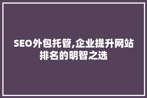 SEO外包托管,企业提升网站排名的明智之选