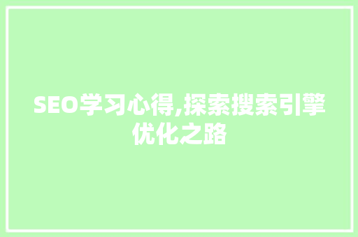 SEO学习心得,探索搜索引擎优化之路
