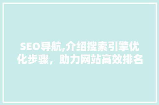 SEO导航,介绍搜索引擎优化步骤，助力网站高效排名