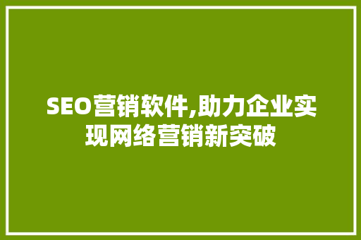SEO营销软件,助力企业实现网络营销新突破
