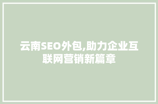 云南SEO外包,助力企业互联网营销新篇章
