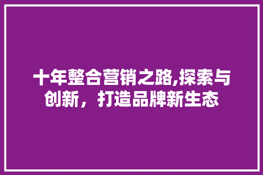 十年整合营销之路,探索与创新，打造品牌新生态