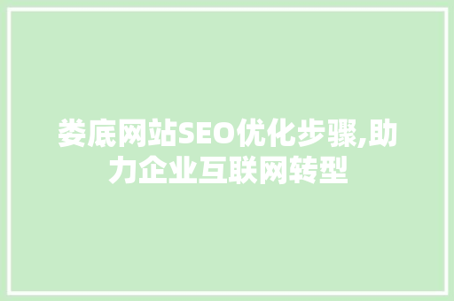 娄底网站SEO优化步骤,助力企业互联网转型