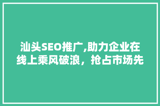 汕头SEO推广,助力企业在线上乘风破浪，抢占市场先机